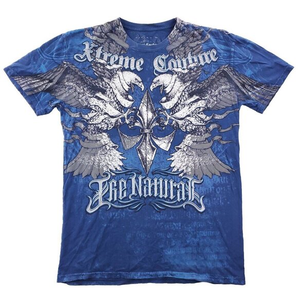 Xtreme Couture T-Shirt AOP Y2K Randy Natural MMA Eagles Fleur De Lis Large - Picture 1 of 10